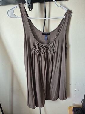 Banana Republic Taupe Smocked Scoop Neck Tank